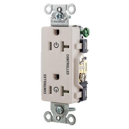 HUBBELL WIRING DEVICE-KELLEMS Commercial Specification Grade Duplex Receptacles for Controlled Applicatoins DR20C2LA